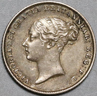 1858 Victoria Great Britain 6 Pence Young Head Sterling Silver Coin (21060606R)