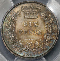1867 PCGS MS 64 Victoria 6 Pence Die 3 Rare Great Britain R2 Sterling Silver Coin (21092304C)