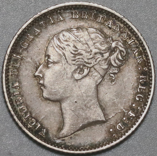 1871 Victoria 6 Pence Great Britain XF Sterling Silver Die 38 Coin (20082901R)