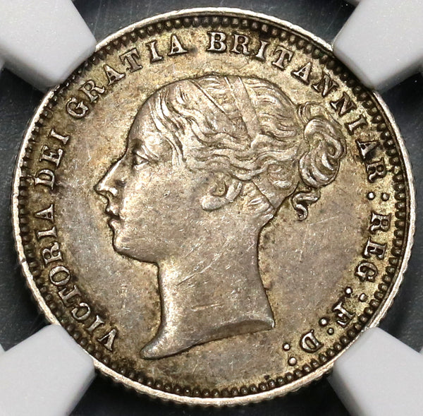 1871 NGC XF 45 Victoria 6 Pence Rare No Die Number Great Britain Silver Coin (19052605C)