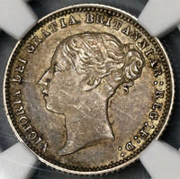 1871 NGC XF 45 Victoria 6 Pence Rare No Die Number Great Britain Silver Coin (19052605C)