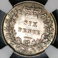 1873 NGC MS 63 Victoria 6 Pence Great Britain Die 21 Sterling Silver Coin (23011804C)