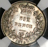 1873 NGC MS 63 Victoria 6 Pence Great Britain Die 21 Sterling Silver Coin (23011804C)