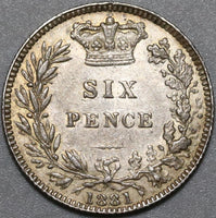 1881 Victoria 6 Pence Great Britain AU Sterling Silver Coin (20101003R)