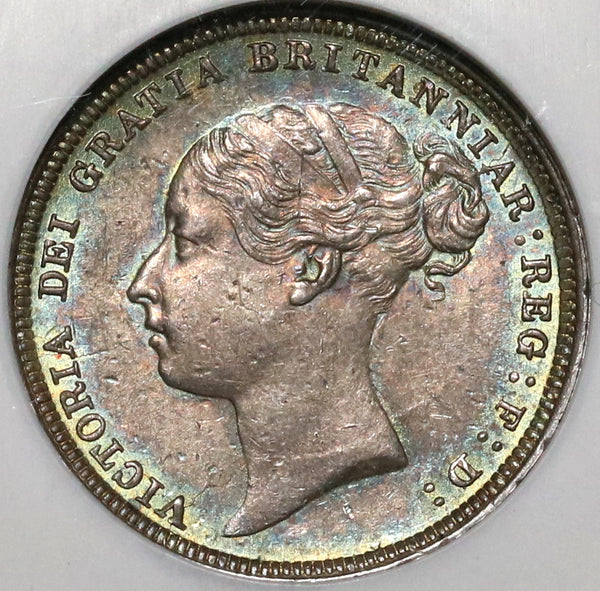 1883 NGC AU 55 Victoria 6 Pence Great Britain Silver Coin (20022402C)