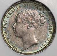 1883 NGC AU 55 Victoria 6 Pence Great Britain Silver Coin (20022402C)