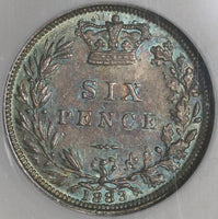 1883 NGC AU 55 Victoria 6 Pence Great Britain Silver Coin (20022402C)