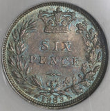 1883 NGC AU 55 Victoria 6 Pence Great Britain Silver Coin (20022402C)
