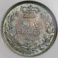 1883 NGC AU 55 Victoria 6 Pence Great Britain Silver Coin (20022402C)
