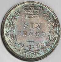 1883 NGC AU 55 Victoria 6 Pence Great Britain Silver Coin (20022402C)