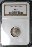 1883 NGC AU 55 Victoria 6 Pence Great Britain Silver Coin (20022402C)