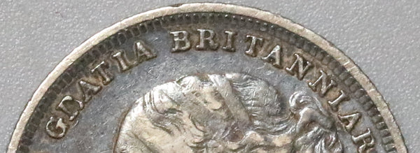 1885 Victoria 6 Pence Legend Mint Error VF Great Britain Silver Coin (23112601R)