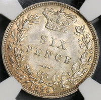 1885 NGC MS 64 Victoria 6 Pence Great Britain Sterling Silver Coin (21092305C)