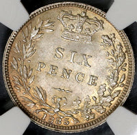 1885 NGC MS 64 Victoria 6 Pence Great Britain Sterling Silver Coin (21092305C)
