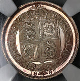 1887 NGC MS 64 Victoria 6 Pence Shield Great Britain Mint State Silver Coin (22080304C)