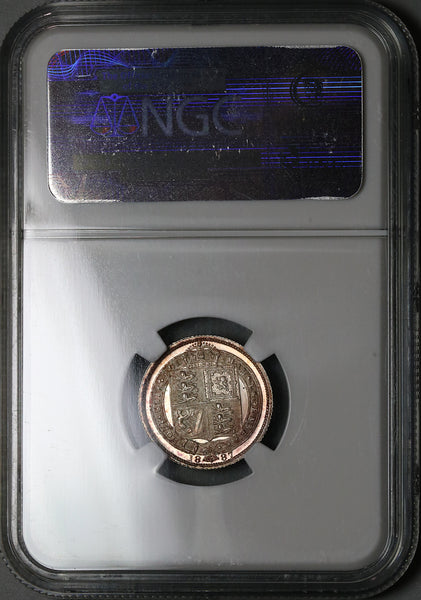 1887 NGC MS 64 Victoria 6 Pence Shield Great Britain Mint State