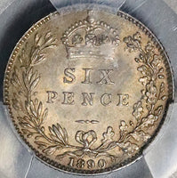1890 PCGS MS 65 Victoria 6 Pence Great Britain Jubilee Gem Mint State Silver Coin (22041701D)