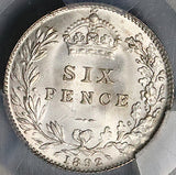 1892 PCGS MS 65 Victoria 6 Pence Great Britain Sterling Silver Coin (23033001D)