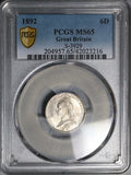 1892 PCGS MS 65 Victoria 6 Pence Great Britain Sterling Silver Coin (23033001D)