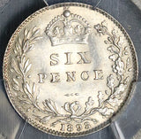 1893 PCGS MS 62 Victoria 6 Pence Great Britain Veiled Head Silver Pedigree Coin 22050604C