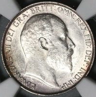 1902 NGC MS 62 Edward VII 6 Pence Great Britain Sterling Silver Coin (21021801C)