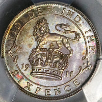 1911 PCGS MS 64 George V 6 Pence Great Britain Sterling Silver Coin (22111901C)