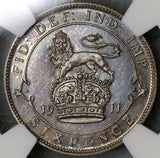 1911 NGC PF 64 Great Britain 6 Pence George V Proof Silver Coin (19082601C)
