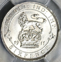 1911 PCGS UNC Det 6 Pence George V Great Britain Sterling Silver Coin (20120201C)