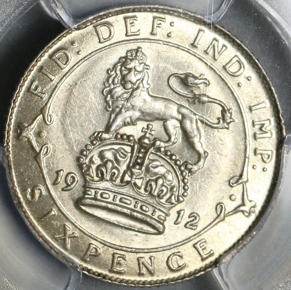 1912 PCGS MS 62 George V 6 Pence Great Britain Sterling Silver Coin (20120202C)