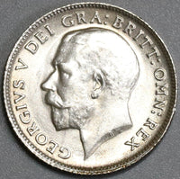 1912 Great Britain 6 Pence UNC George V Sterling Silver Coin (19061701R)