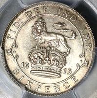 1915 PCGS MS 64 6 Pence Great Britain George V Sterling Silver Coin (20120701C)