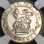 1923 NGC MS 64 6 Pence George V Great Britain Key Lion Silver Wedding Bride Coin (23021101C)