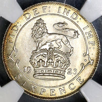 1923 NGC MS 64 George V 6 pence Great Britain Key Date Silver Coin (19082103C)