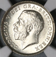 1924 NGC MS 64 6 Pence George V Great Britain Lion Crown Silver Coin (21072403C)
