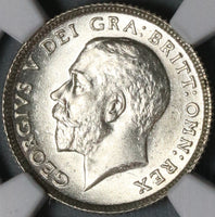 1924 NGC MS 64 6 Pence George V Great Britain Lion Crown Silver Coin (21072403C)