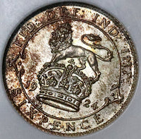 1924 NGC MS 66 6 Pence George V Great Britain Vintage Holder Coin POP 4/0 (22091901D)