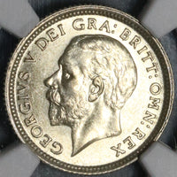 1926 NGC MS 64 6 Pence George V Great Britain Lion Silver Coin (21072404C)
