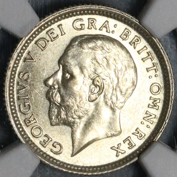1926 NGC MS 64 6 Pence George V Great Britain Lion Silver Coin (21072404C)