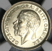 1926 NGC MS 64 6 Pence George V Great Britain Lion Silver Coin (21072404C)