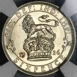 1926 NGC MS 64 6 Pence George V Great Britain Lion Silver Coin (21072404C)