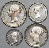 1871 Victoria Great Britain UNC Maundy Set 4 Sterling Silver Coins (23122803R)