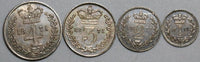 1871 Victoria Great Britain UNC Maundy Set 4 Sterling Silver Coins (23122803R)