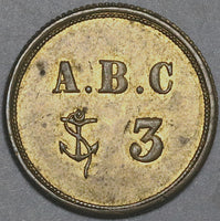 1870s Victoria Great Britain ABC Anchor AU Jeton Coin (22030103R)