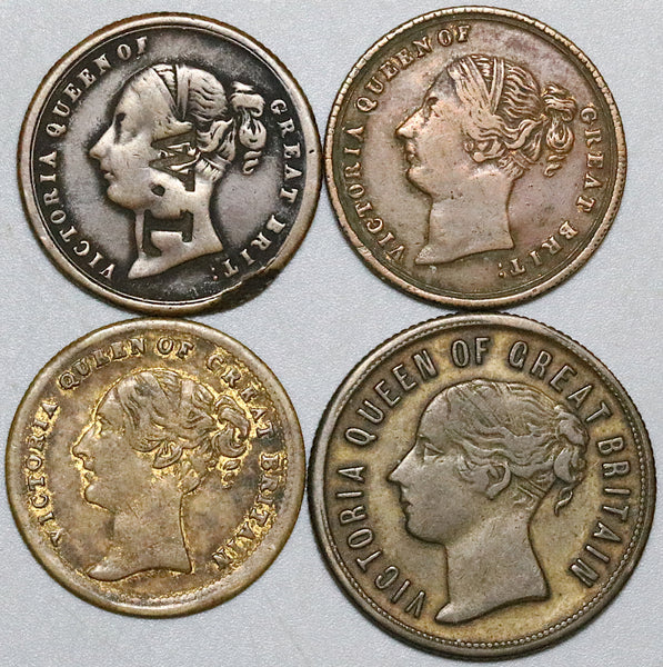 1800s Victoria Great Britain 4 Jetons Trade Tokens Medals Coins (23122505R)