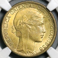 1936-A NGC MS 65 Uruguay 10 Centesimos Puma Lion Coin POP 3/1 (23022002C)