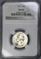 1941-P NGC MS 66 Washington Quarter Dollar United States Coin (19022101CE)