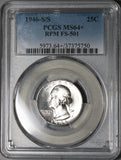 1946-S/S PCGS MS 64+ RPM FS-501 Washington Quarter Dollar Silver Coin (19100604C)