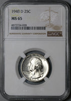 1948-D NGC MS 65 Washington Quarter Dollar United States 25 Cents Coin (20033002C)