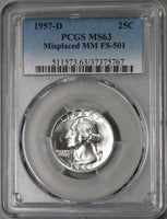 1957-D PCGS MS 63 Misplaced Mint Mark FS-501 Washington Silver Quarter Coin (19061302C)