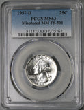 1957-D PCGS MS 63 Misplaced Mint Mark FS-501 Washington Silver Quarter Coin (19061302C)